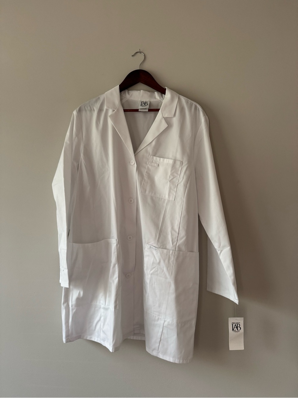 NWT Cherokee Classic White Lab Coat with Notched Collar